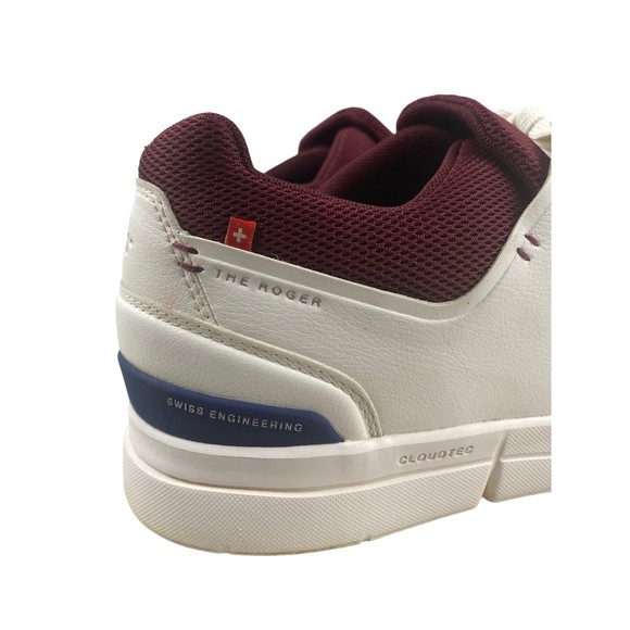 On Cloud ‘The Roger’ Advantage White and Burgundy Athletic Shoes - Picture 4 of 15